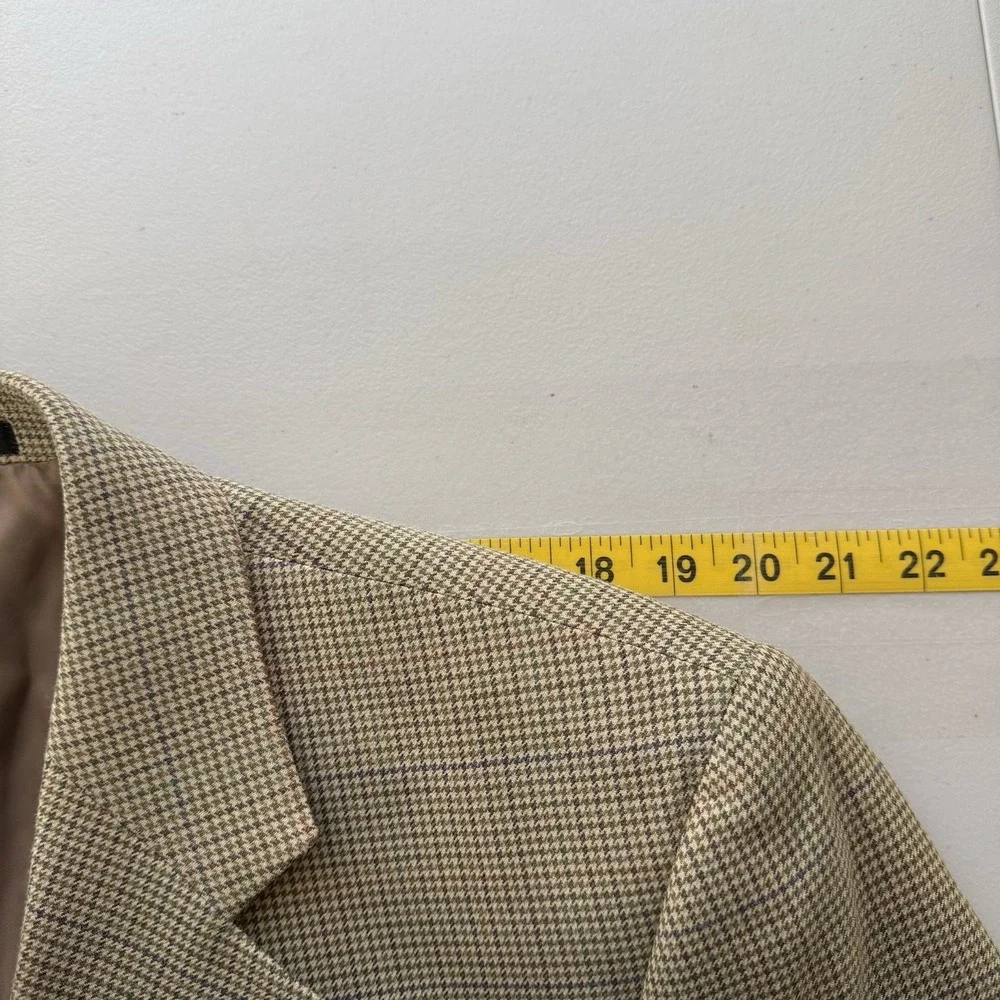 Lauren Ralph Lauren Mens Blazer 42S Houndstooth Silk Wool Blend Sport Jacket EUC